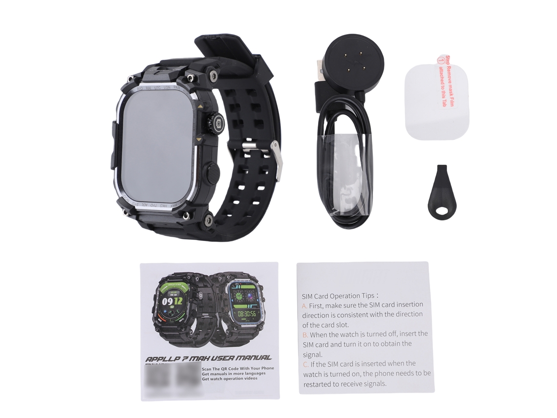 Reloj Inteligente 4g Con Pantalla Táctil De 2.06" Wifi Gps Bt Rastreador De Salud Y Fitness Llamada Independiente