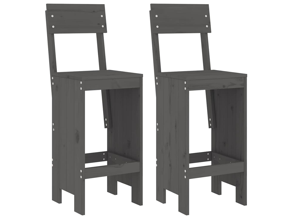 Juego de 2 taburetes de bar de pino macizo gris MAISON EXCLUSIVE (40x48,5x115,5 cm)