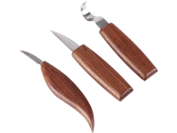 Juego de 3 cuchillos para tallar madera Topbathy Healeved con mangos de nogal negro, herramientas versátiles.