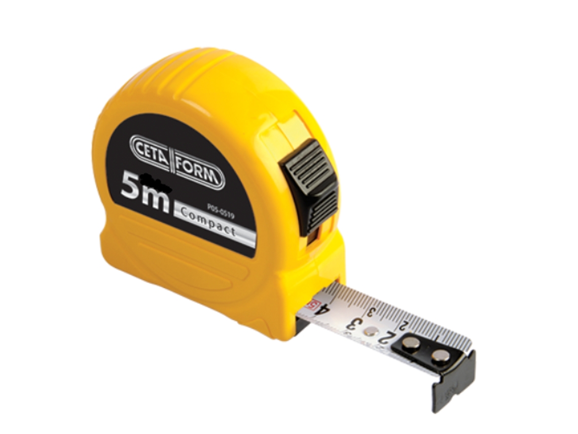 Medidor de cinta de 5 m, acero, ancho de 16 mm, parada doble