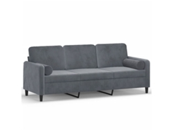 Maison Exclusive - Sofá de 3 plazas con cojines decorativos, 180 cm, terciopelo gris oscuro