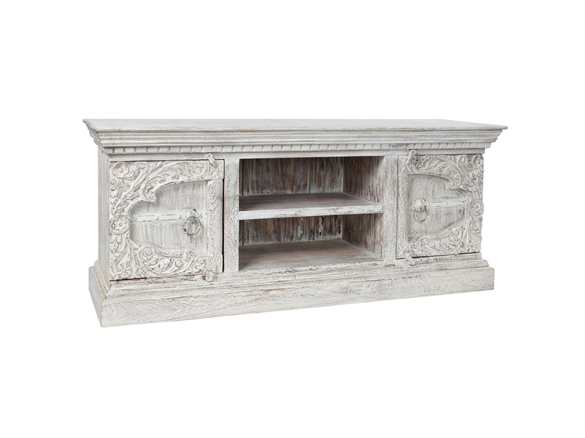 Mueble Tv Mango Metal Decape Blanco 160x40x65cm
