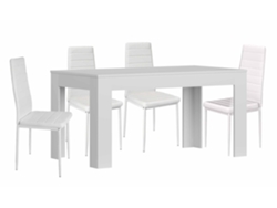 Mesa Extensible de Comedor o Cocina Blanco 4 Sillas en Polipiel/metal Blanco SALDOSYSTOCKS