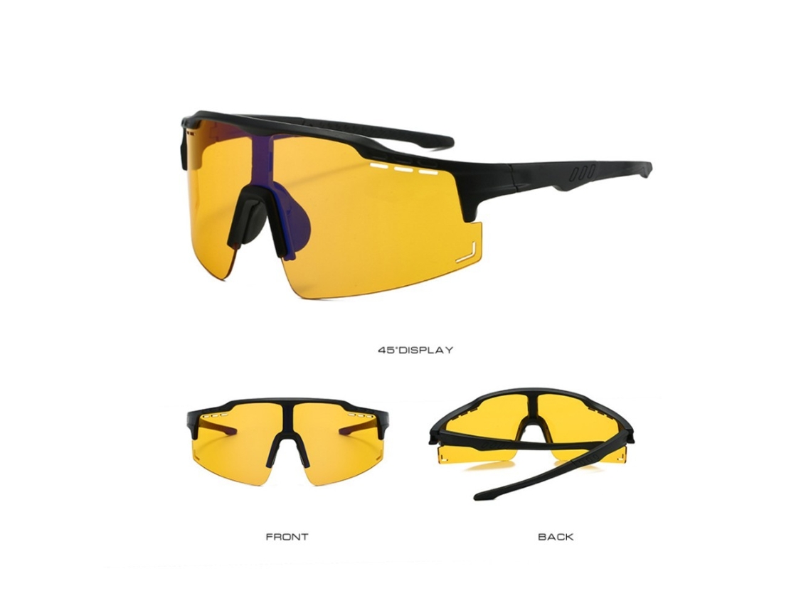 Gafas de sol deportivas fotocromáticas para exteriores UV400 para hombre y mujer, ciclismo y running, color negro y amarillo.