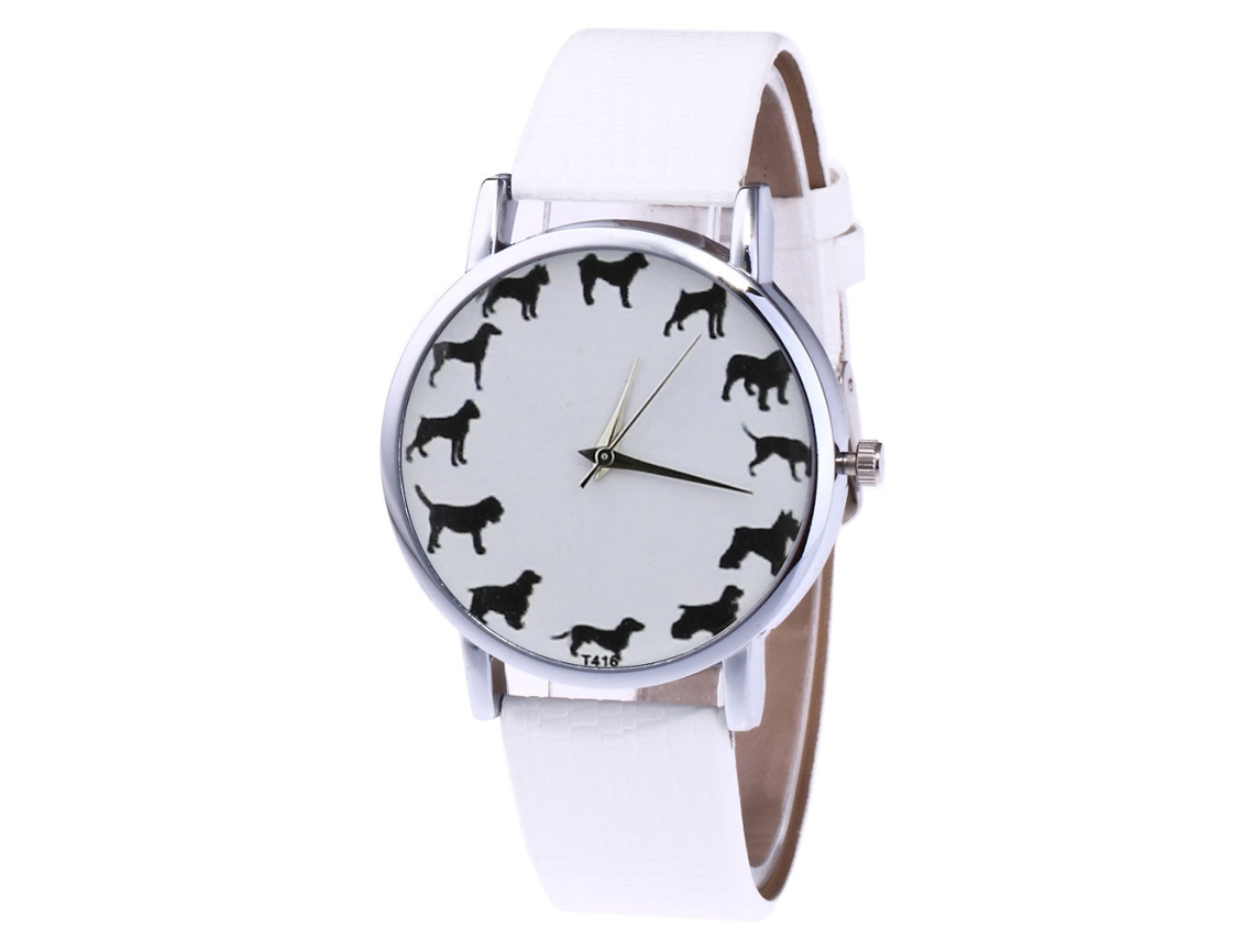 Reloj De Pulsera De Cuarzo Con Correa De Pu Creativo Para Hombre Y Mujer T416-yx (blanco)