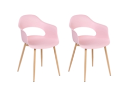 2 cadeiras de jantar em estilo escandinavo BELIANI Utica de Material sintético Rosa 54x47x81