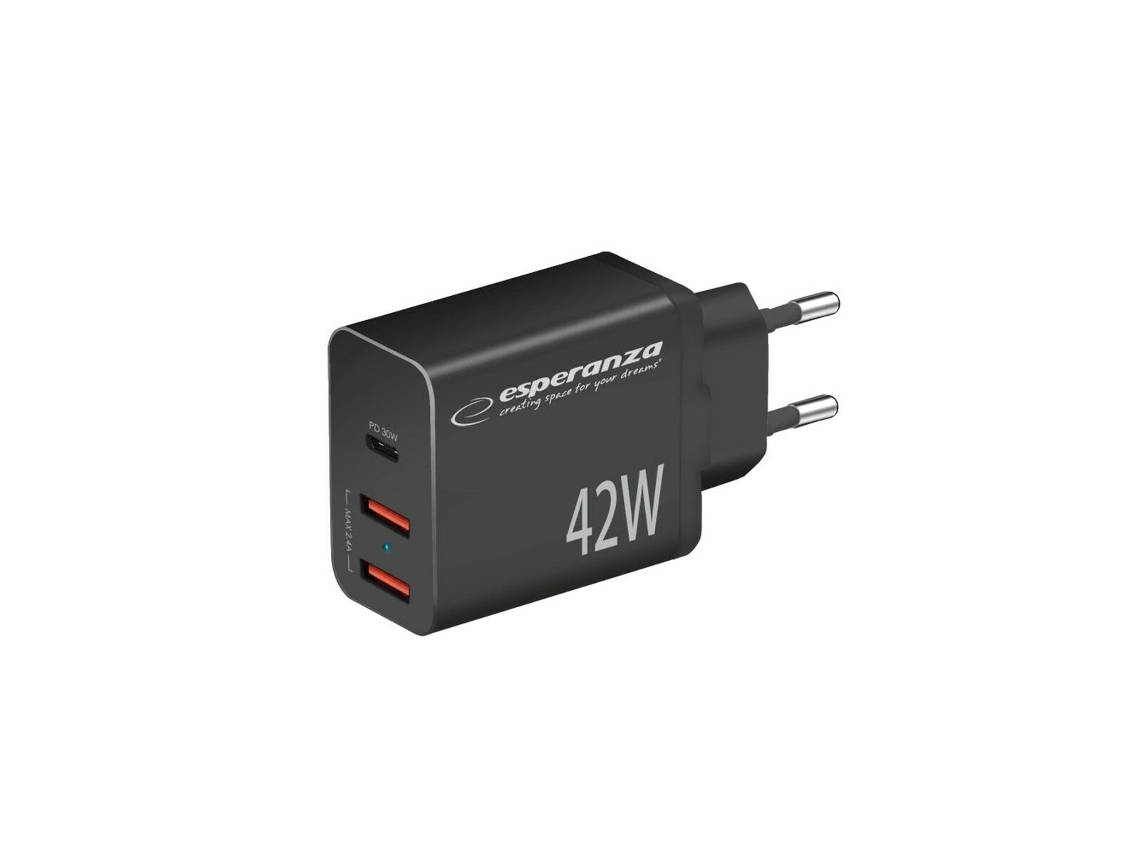 Cargador de Pared ESPERANZA EZC106K (Negro - Enchufe EU)