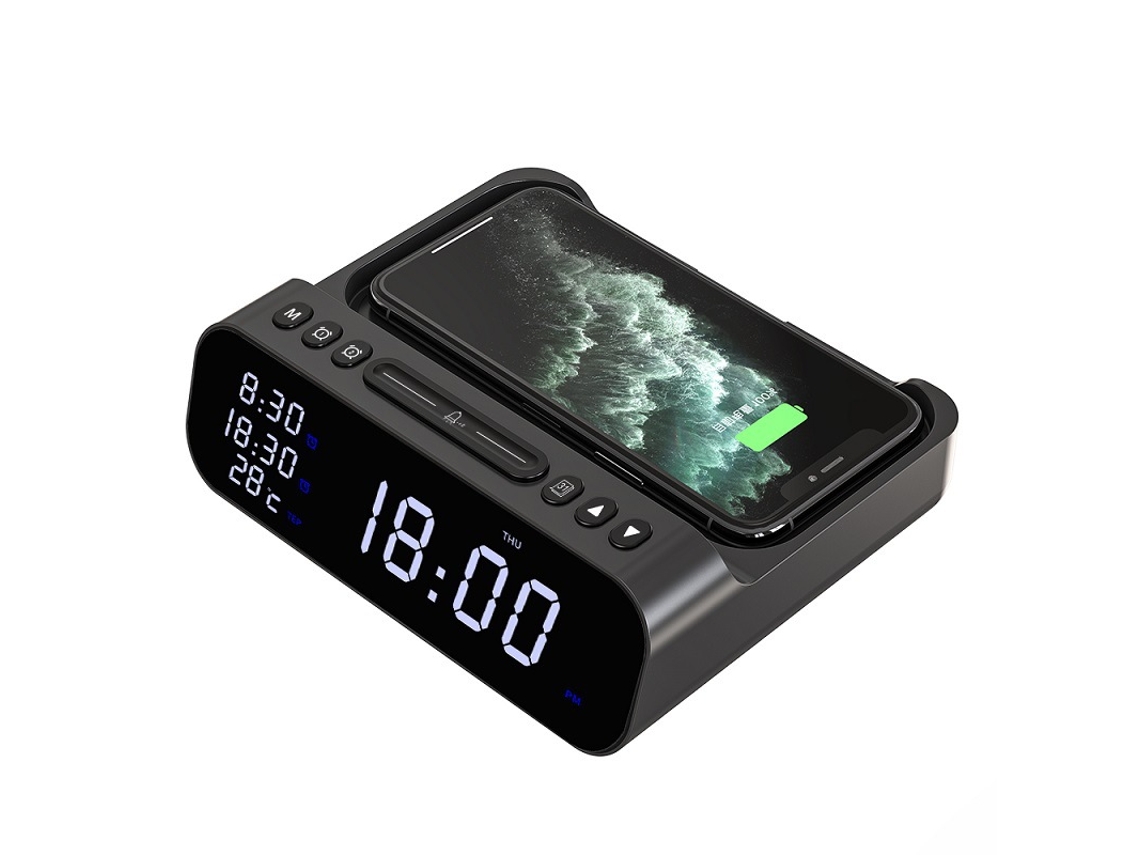 Cargador Carga Inalámbrica Sensor Temperatura Ambiente Inteligente Múltiples Yizhood Negro