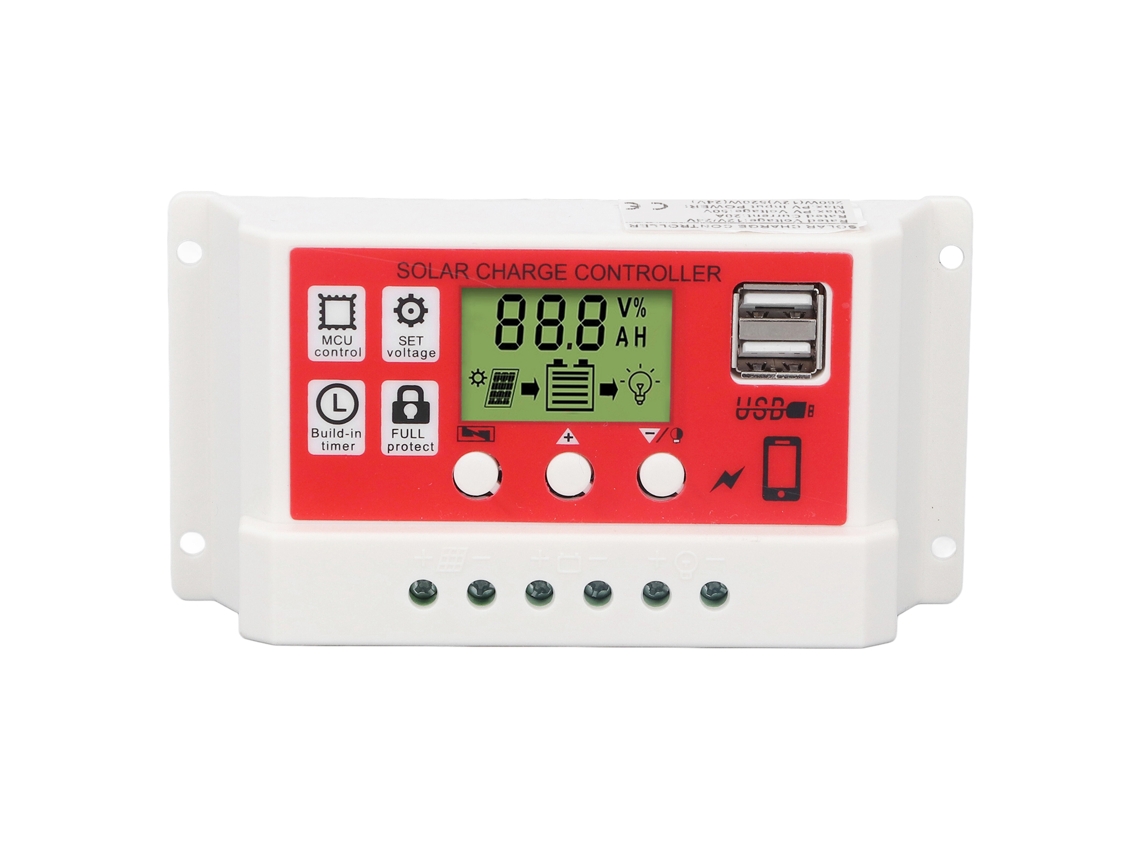Controlador De Carga Solar Pwm De 12v/24v Y 20a Con Pantalla Lcd Para Baterías De Litio.
