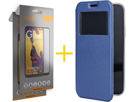 Kit Funda + 2 Protectores de Pantalla Apple iPhone 11 Pro ACCETEL Full Gandy Flip (Azul)
