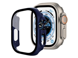 Para Apple Watch Series 7 41 Mm Película De Vidro Temperado Capa De Relógio De Pc Integrada Azul Meia-noite