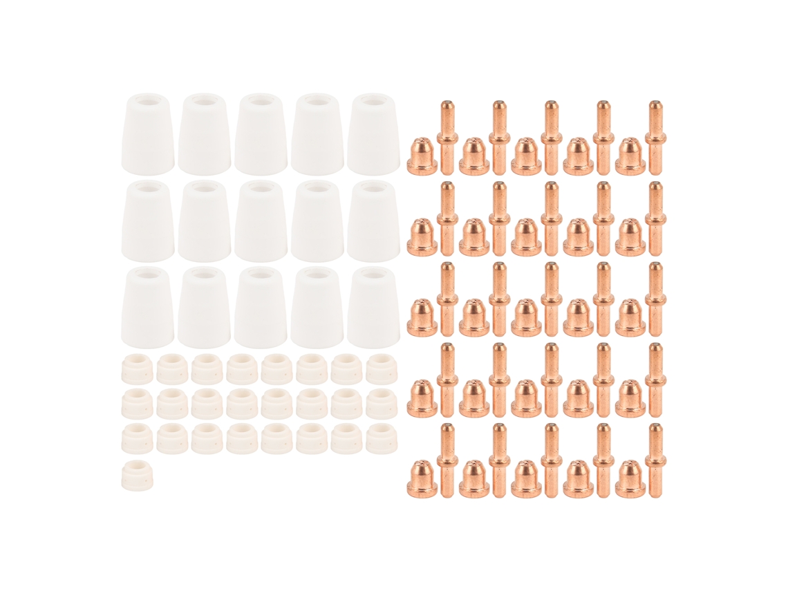 Kit Con 90 Piezas Consumibles Para Soplete De Corte Por Plasma: Electrodos, Boquillas Y Copas De Porcelana Y Cobre.