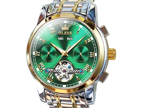 VEANXIN Reloj Tourbillon mecánico automático de acero inoxidable resistente al agua y luminoso para hombre(Verde)
