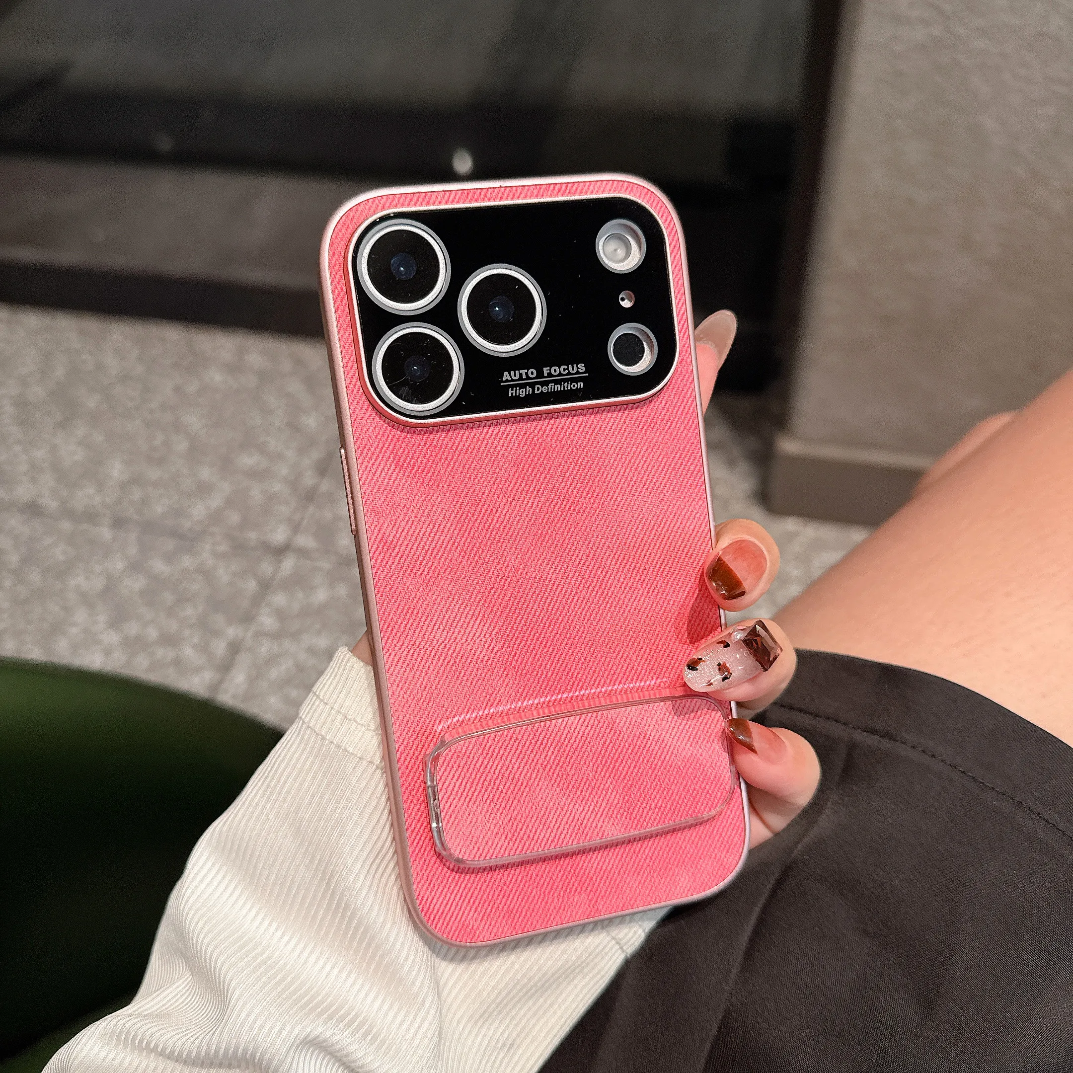 (iphone 15 Pro Max, Rosa) Funda De Terciopelo Para Iphone Con Soporte Y Carcasa Suave A Prueba De Golpes