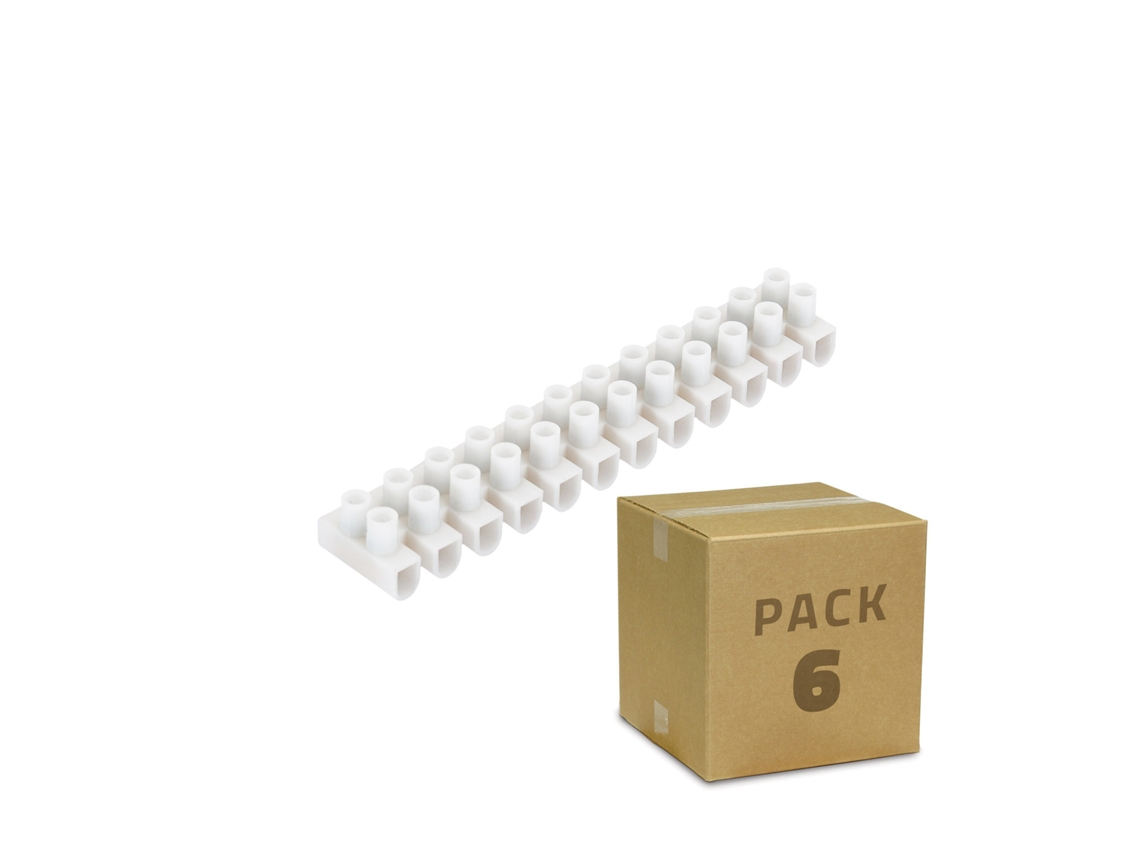 Pack 6 unidades de Clema Regleta de 12 Conectores de Cable Eléctrico Blanco