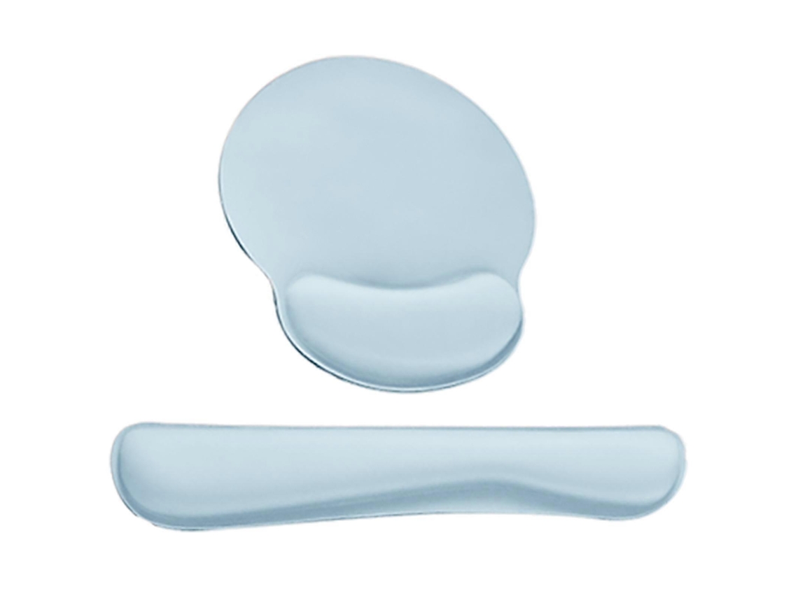 Cómodo reposamuñecas para ratón, ideal para profesionales de oficina y gamers. Cojín de espuma viscoelástica azul claro.