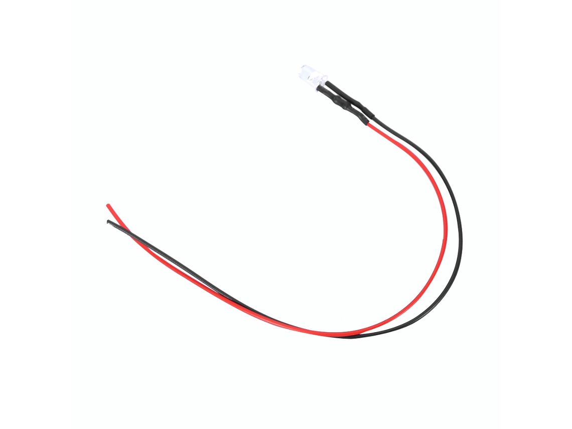 Omni-10pcs Diodo Led 12v 5mm Cable 20cm 0.06w Luz Blanca Cálida Cableado Multicolor