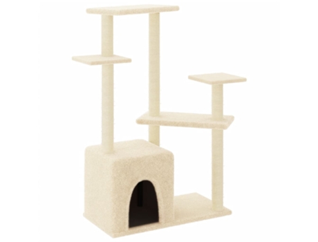 Rascador para gatos con postes de sisal color crema VIDAXL (107,5 cm)