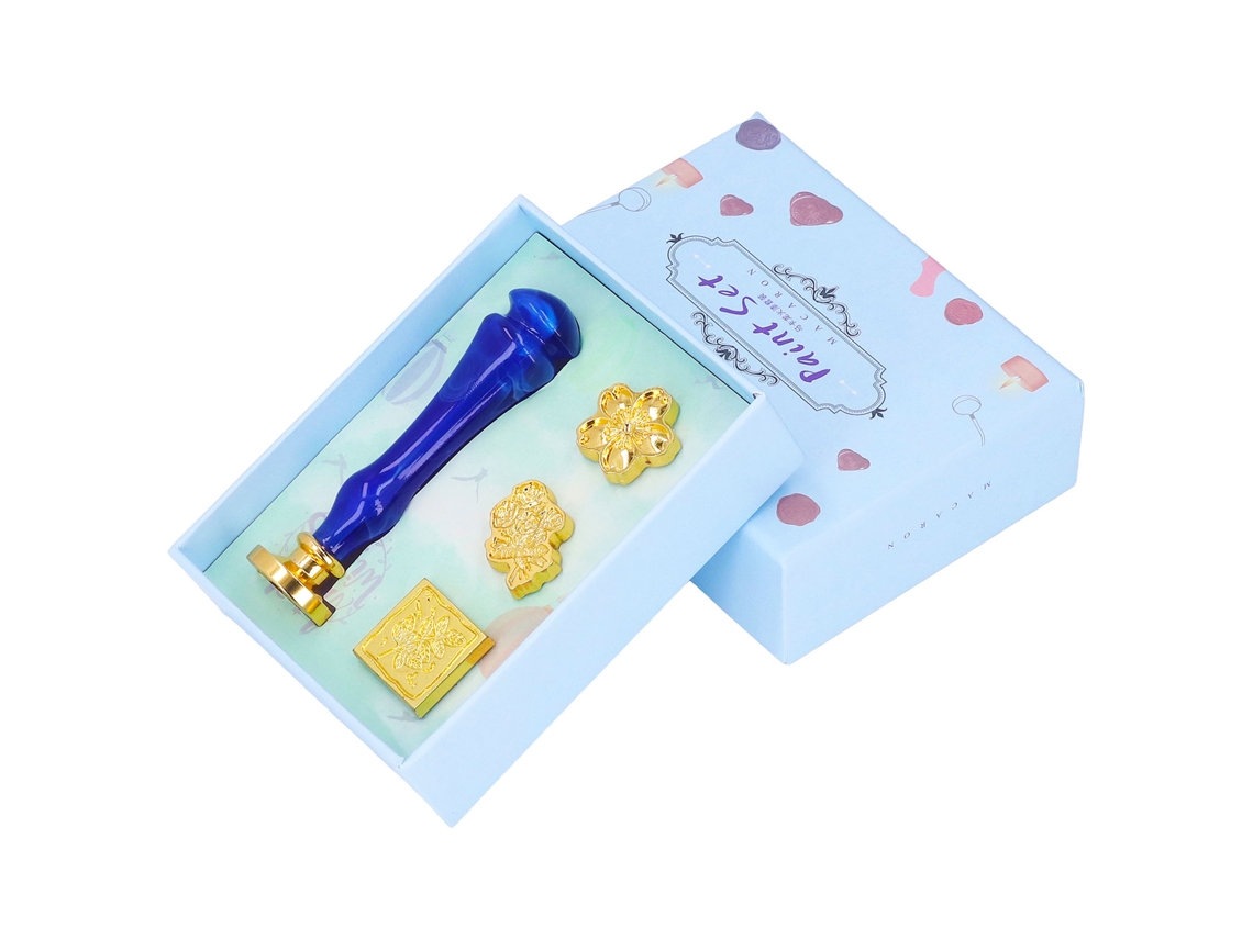 Kit De Sellos De Cera Con 4 Diseños, Patrón Retro Clásico, Azul Claro, Fácil Instalación.