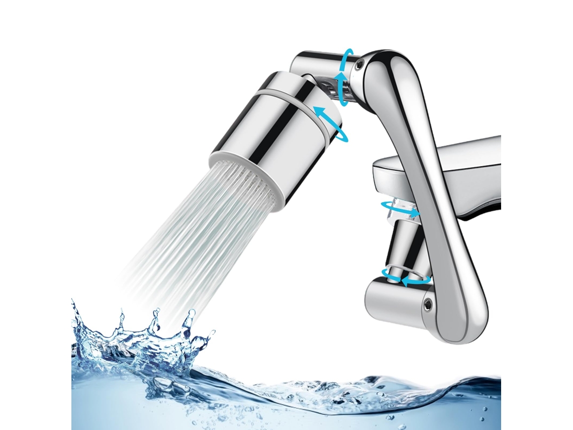 Extensor De Torneira Giratório 1080°, Braço Articulado 360°, Aerador Anti-respingo Duplo Fluxo, Adaptador Universal Para Pia De Cozinha E Banheiro.