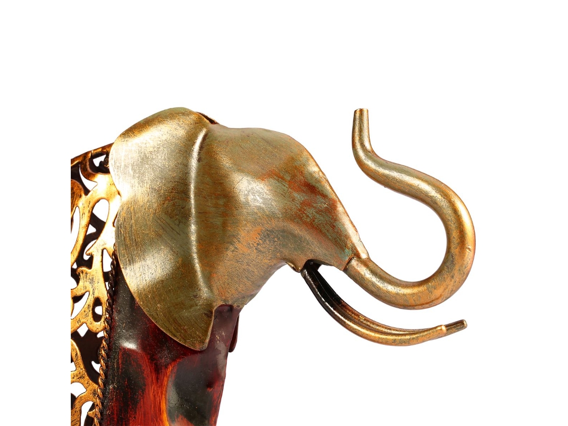 Escultura Decorativa De Elefante De Hierro Hecha A Mano Para Uso Doméstico Con Pintura Ecológica.