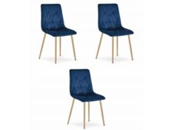 Silla Libra Terciopelo Azul Marino / Patas Color Madera X 3 Leobert