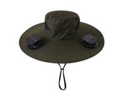 (verde Militar Cuadrado) Sombrero Con Ventilador Solar, Recargable, Para Pesca Al Aire Libre, Protección Solar Y Parasol.