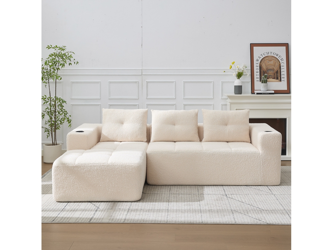 Sofá Esquinero 255 Cm - Clásico, Minimalista Y Cómodo, 3 Asientos - Beige