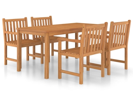 Conjunto 5 Conjunto de comedor de jardín VIDAXL madera maciza de teca