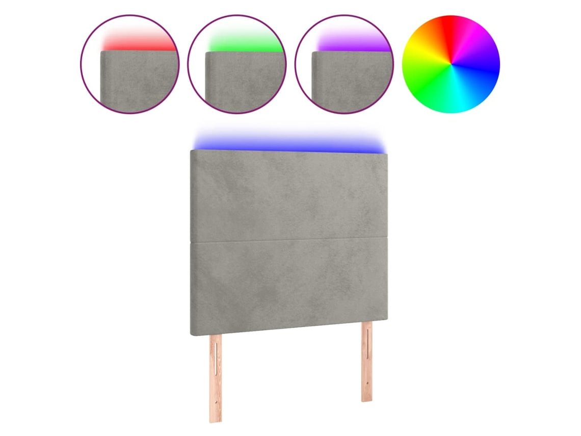 Maison Exclusive - Cabecero Con Luces Led Terciopelo Gris Claro 100x5x118/128 Cm