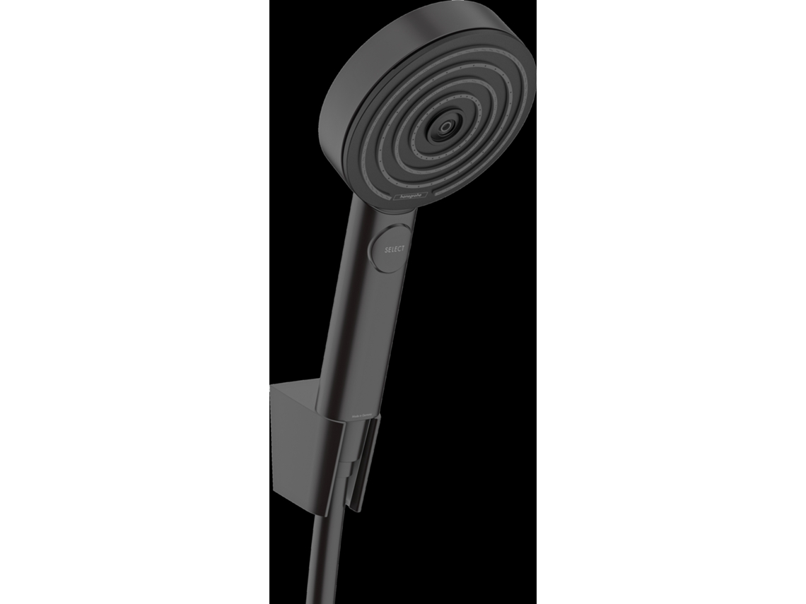 Conjunto de soporte para cabezal de ducha Hansgrohe Pulsify Select S 105 3jet Relaxation Ecosmart con flexo de 160 cm, 24305670, negro mate