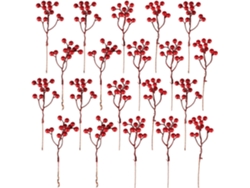 Ramos Artificiales De Bayas Rojas Navideñas, Bayas Rojas/acebo, 20 Unidades
