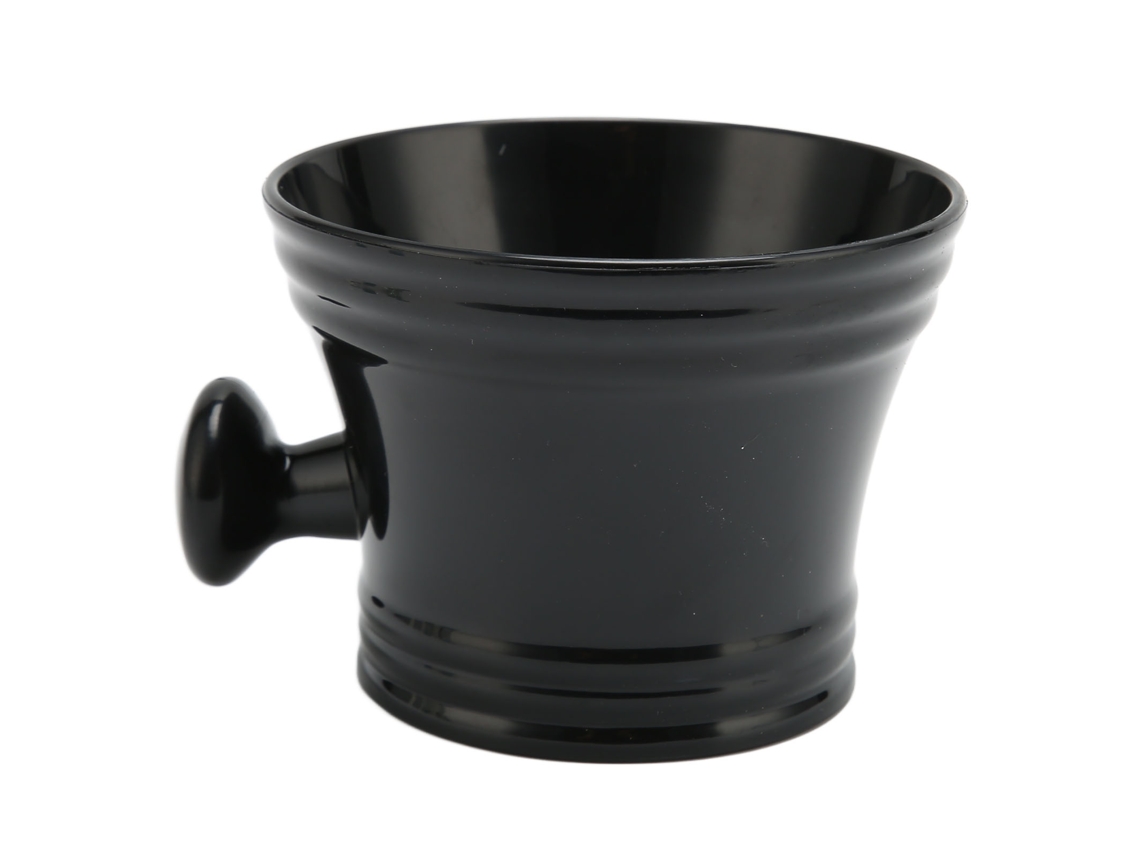 Copa De Jabón De Afeitar De Plástico Negro Con Mango, Gran Capacidad, Agarre Cómodo, Portátil Para Barbería, Hogar Y Viajes