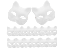 15 Piezas De Máscaras De Gato Para Decorar Fiestas De Carnaval De Papel Sin Pintar (hazlo Tú Mismo)