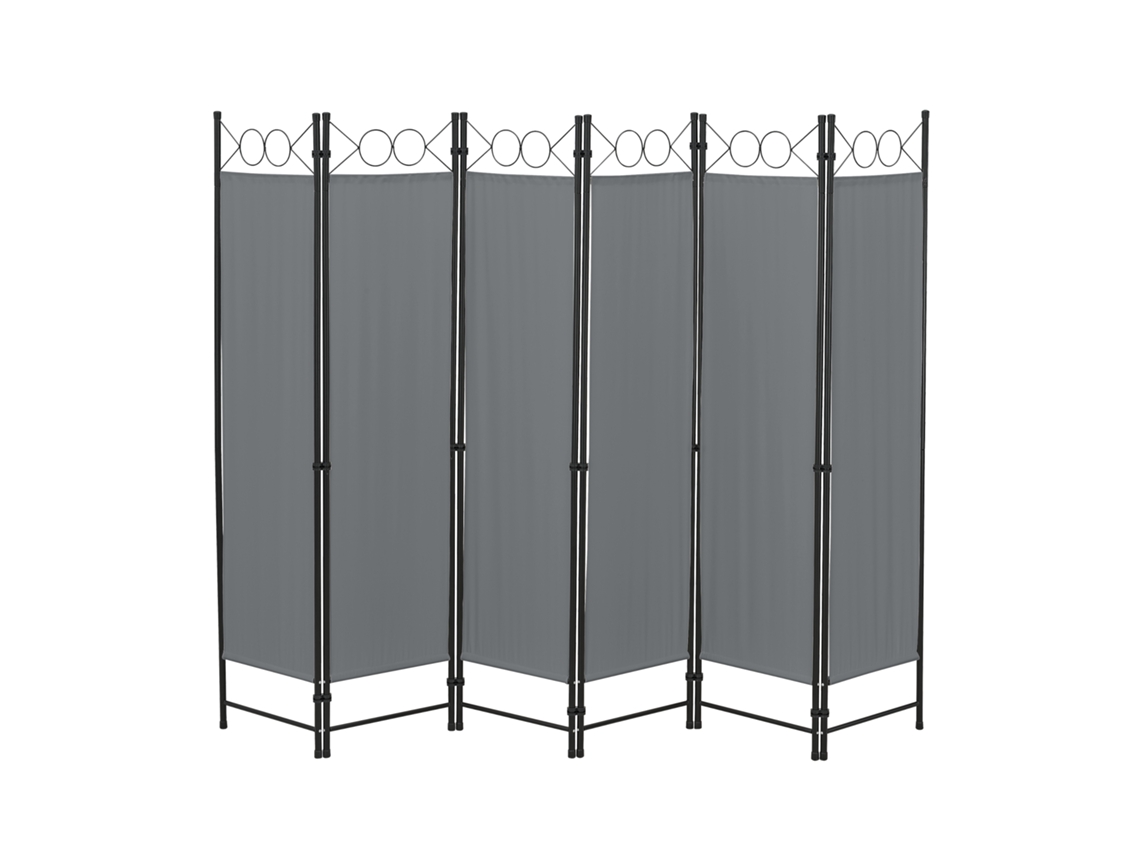 Biombo Separador de 6 Paneles Saragossa 171 x 240 cm Gris oscuro [EN.CASA]