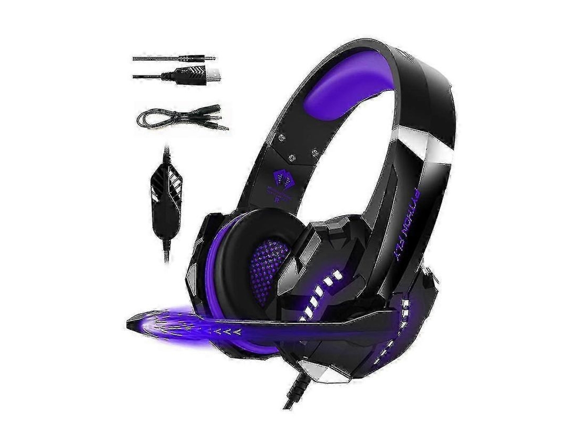 Auriculares Para Juegos De Color Púrpura Con Micrófono Ajustable A 120°, Controladores De 40 Mm Y Compatibilidad Con Amplificación.