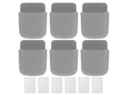 6 Soportes De Pared Para Control Remoto Y Almacenamiento De Teléfono Celular, Plástico Autoadhesivo, Para El Hogar Y La Escuela, Color Gris.