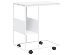 Mesa auxiliar con ruedas, derivados de madera blanca, MAISON EXCLUSIVE, 55x36x63,5 cm