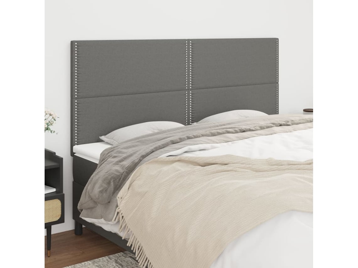 Cabeceros 4 Unidades De Tela Gris Oscuro 90x5x78/88 Cm