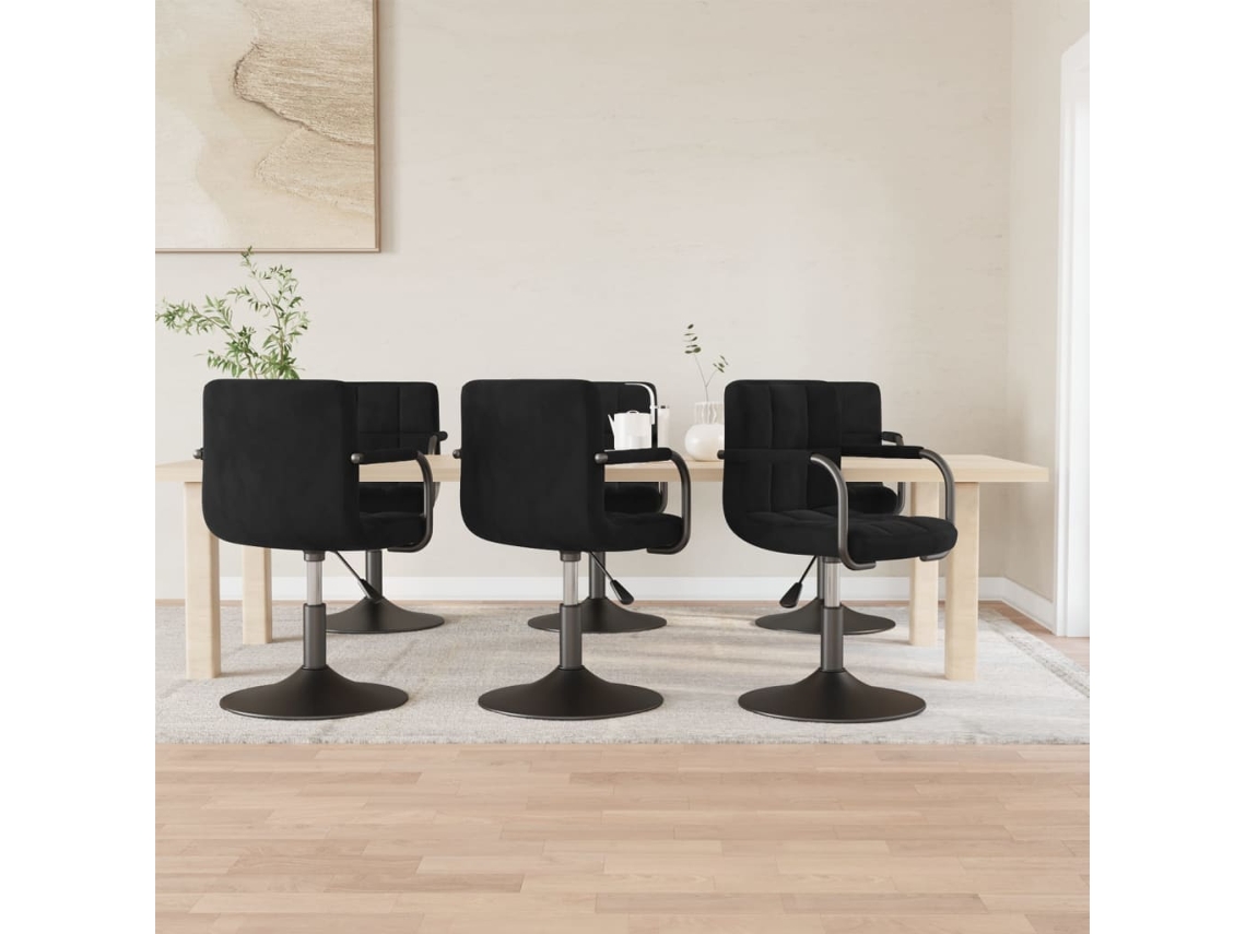 6 sillas de comedor | Silla de comedor | Silla giratoria de cocina de terciopelo negro