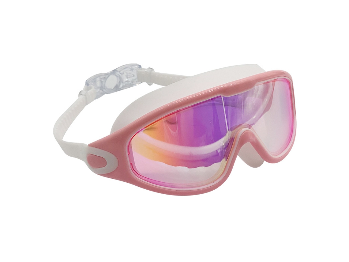 Gafas de buceo rosas HD para adultos con tapones para los oídos gruesos y montura.