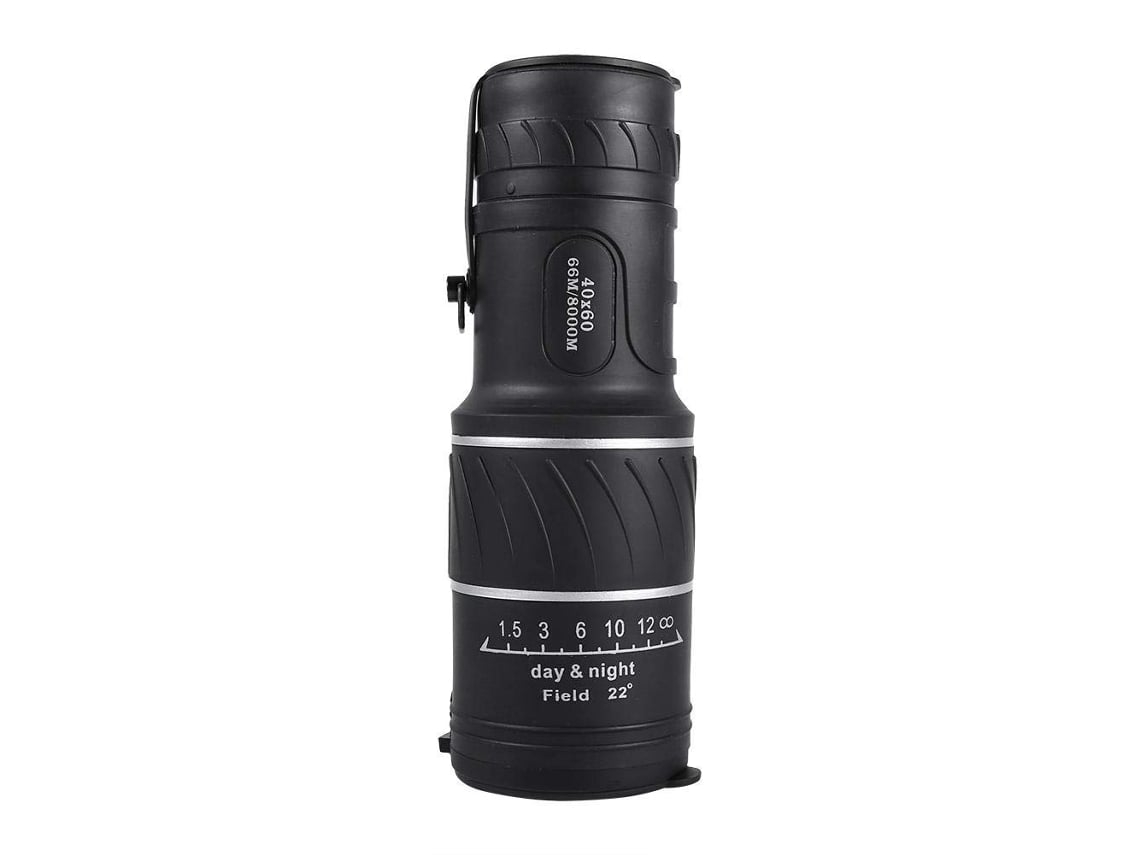 Telescopio monocular HD negro de 40 x 60, diseño de bolsillo, prisma Bak4, fácil de transportar, enfoque, visión nocturna, para exteriores, película verde.
