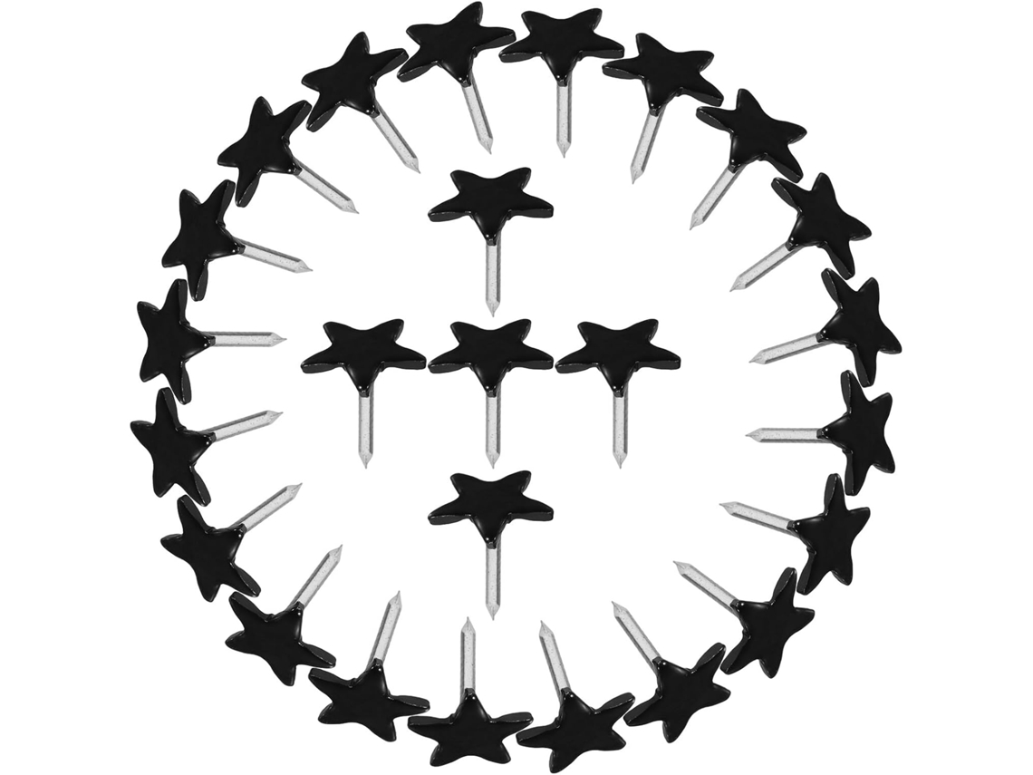 200 Chinchetas De Metal Negro Con Forma De Estrella Para Tablón De Anuncios Y Mapas, De Fácil Inserción.