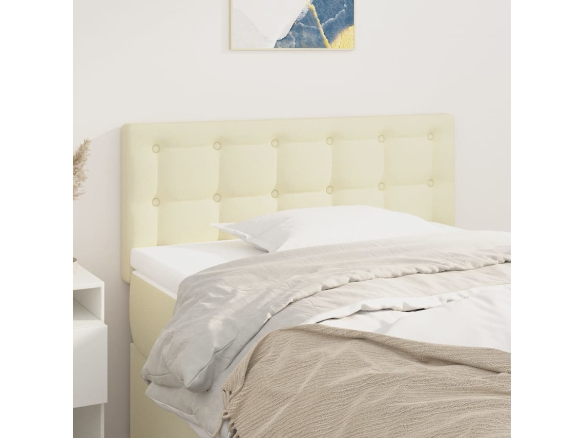 Cabecero De Cuero Sintético Color Crema 80x5x78/88 Cm