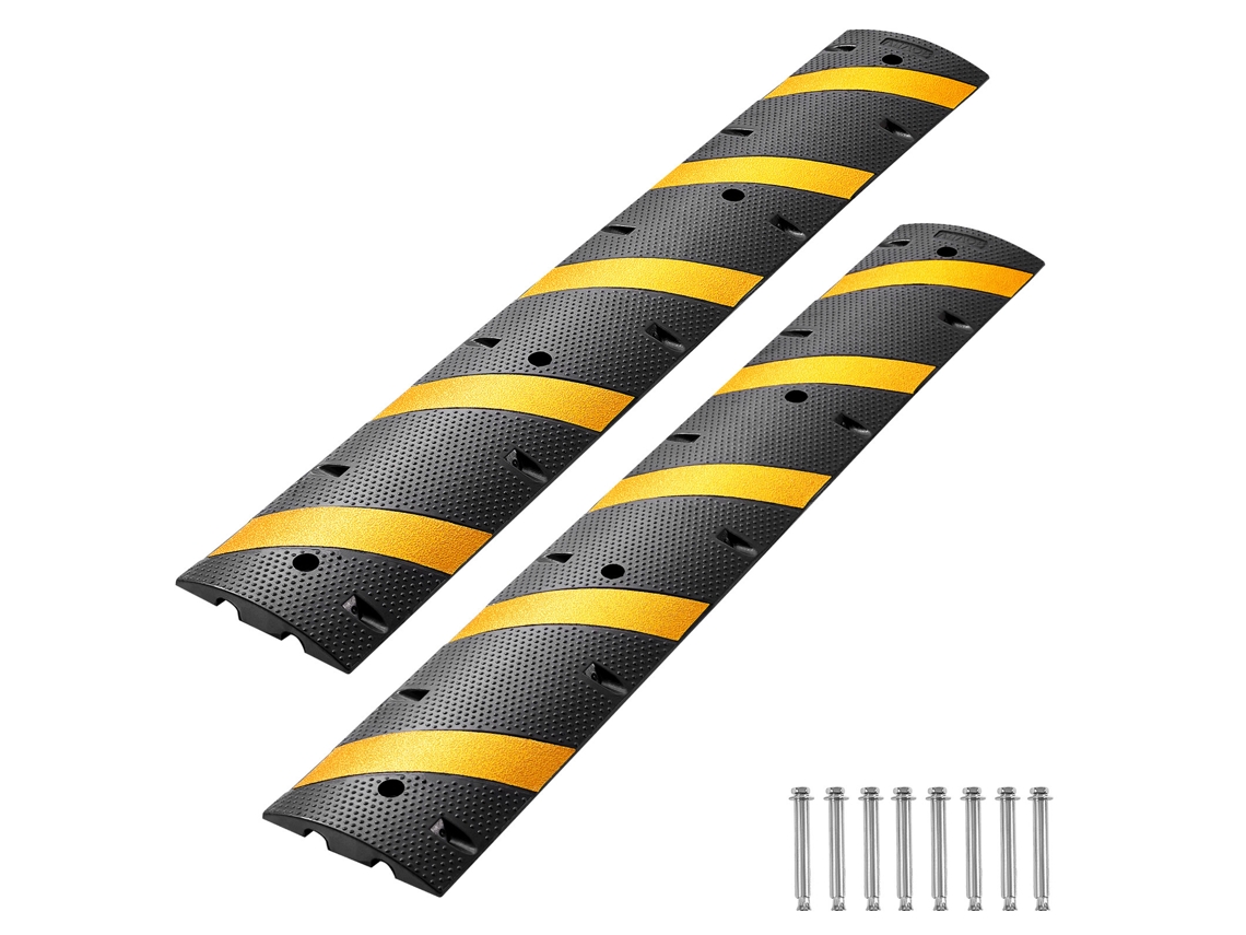 Protector de cables de suelo Succebuy de 1830 mm y 2 canales, capacidad de carga de 9979 kg, 2 piezas