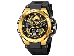 Reloj Deportivo Para Hombre (dorado), Reloj De Pulsera Electrónico Luminoso Con Diseño De Calavera E Impermeable.