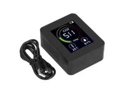 Detector De Co₂ Inteligente 3 En 1 Monitor De Calidad Del Aire Termómetro Higrómetro Negro