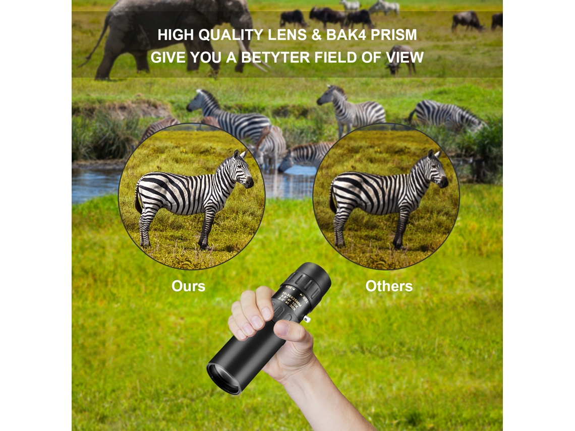 Telescopio monocular compacto y portátil con zoom, óptica de alta calidad para actividades al aire libre y aventuras.