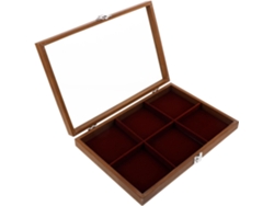 Joyero Madera Nogal 6 Compartimentos Organizador Multifuncional Pulseras Collares Pendientes Almacenamiento