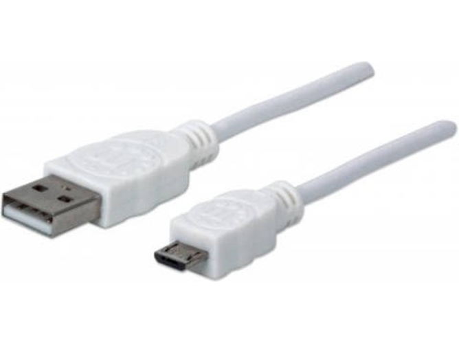 Cable USB MANHATTAN USB A/Micro-USB B 1 m Macho/Macho Blanco